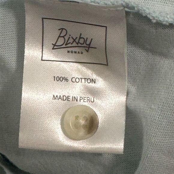 Bixby Nomad Men’s Polo Shirt L Blue Yellow Stripe 100 Cotton Made in Peru Preppy - Picture 5 of 5